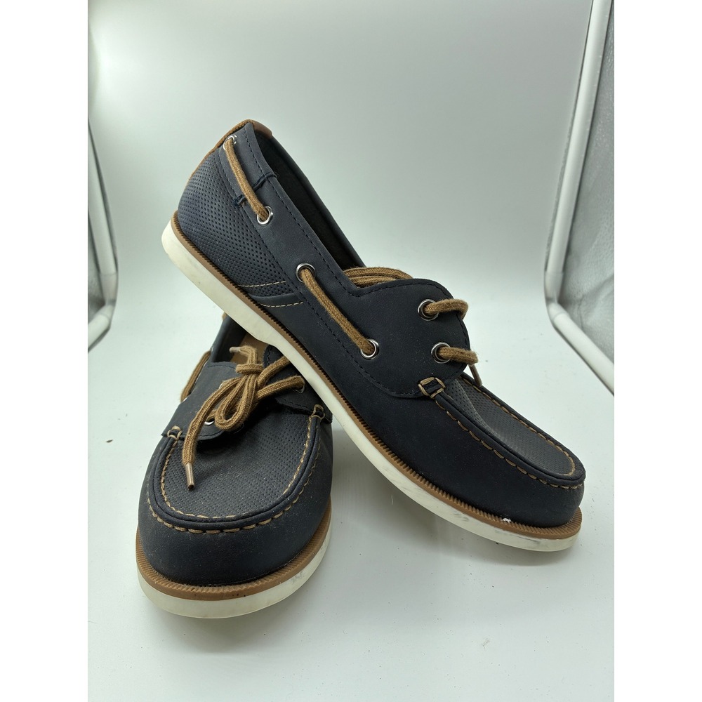 Sonoma Mitchell Navy Blue Perforated Boat Shoes Mens 8 Ortholite Loafers